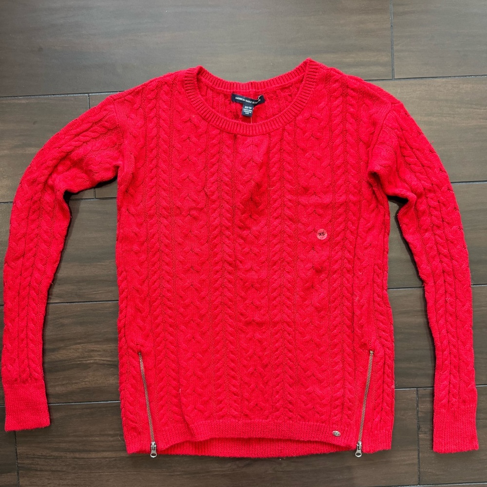 American Eagle Outfitters Red Side Zipper Sweater Size XS - NWT